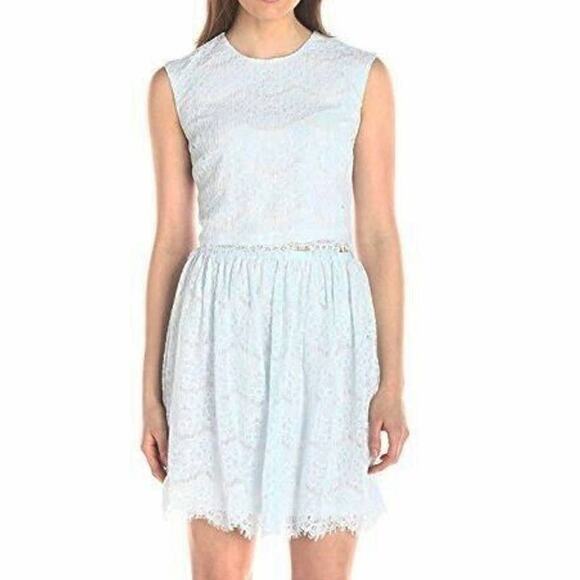 NEW Lark & Ro Womens ICE BLUE SCALLOP LACE Sleeveless 2PC SKIRT TOP Dress SZ 12 - Picture 6 of 8